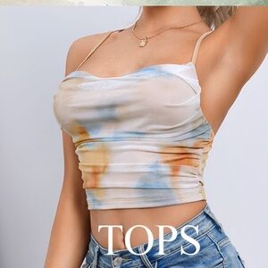 Floerns Spaghetti Strap Watercolor Print Tank Top sz Med NWT